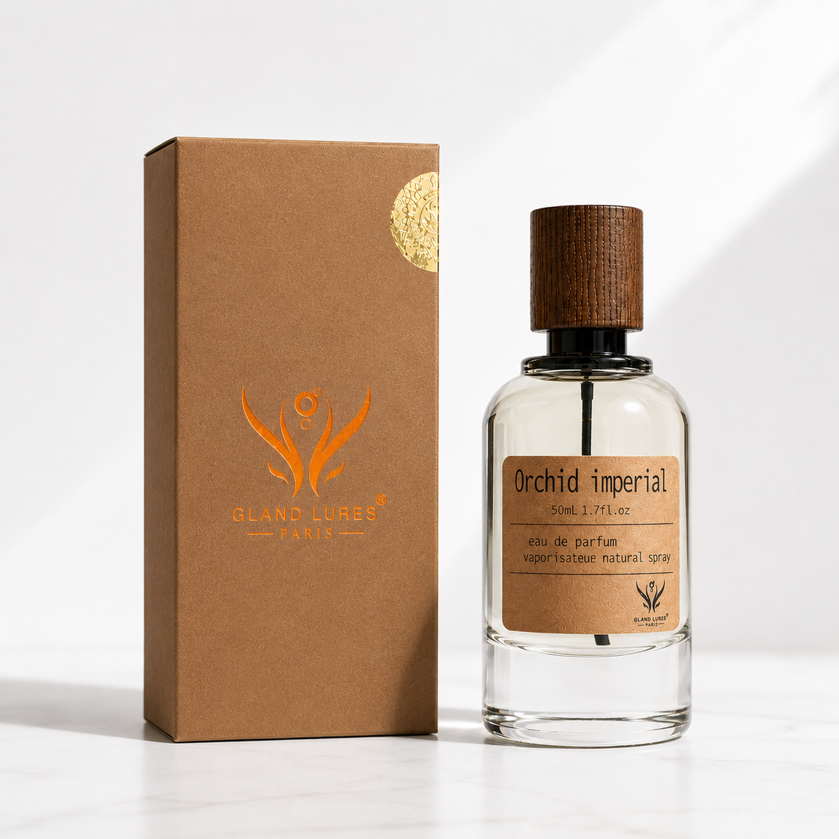 Orchid Imperial Eau de Parfum bottle and box by Gland Lures 50ml